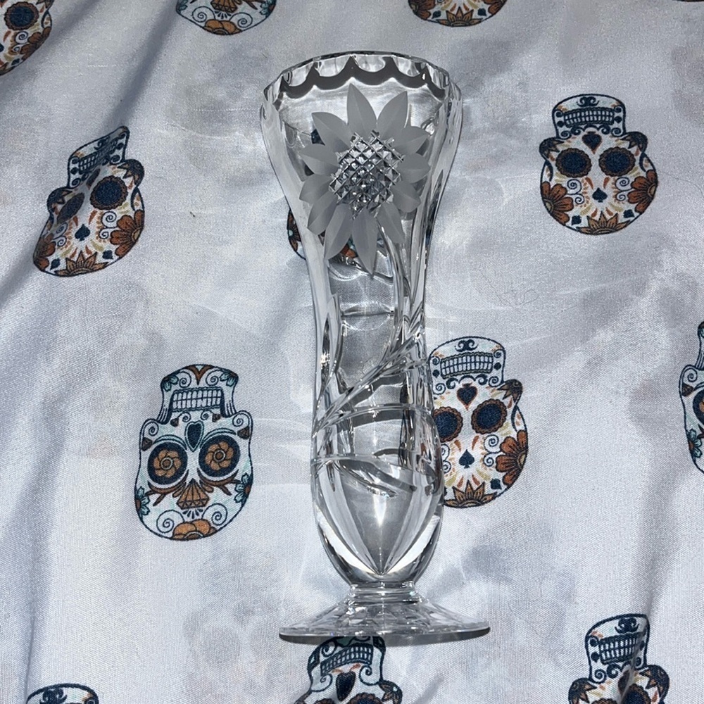Small Crystal Cut Glass Flower /Posy Vase by Wordsley.